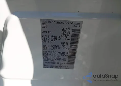 2018 Infiniti Qx60 from USA, damaged, VIN 5N1DL0MN8JC528752